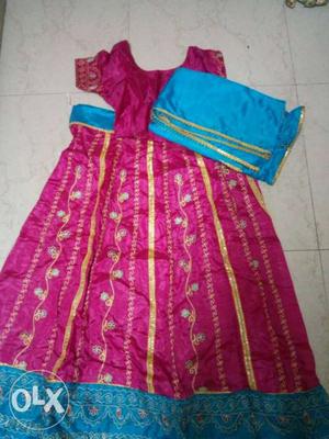 Chaniya choli of Blue and magenta Pink with full