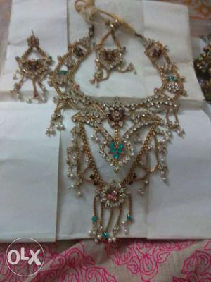 Gold-colored Diamond Encrusted 3-piece Jewelry Set