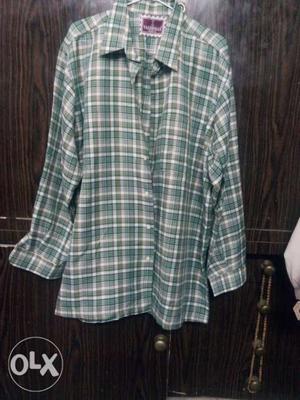 Green And White Flannel Shirt