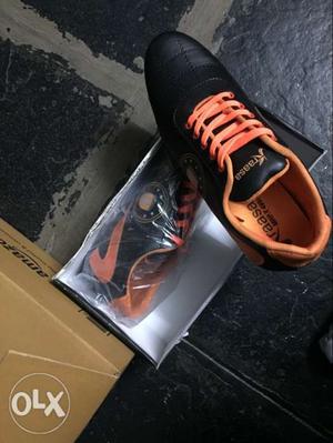 Orange-and-black Kinetix Low-top Sneakers With Box