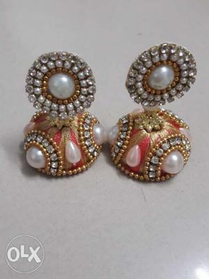 Pair Of Silver-colored Jhumkas Earrings