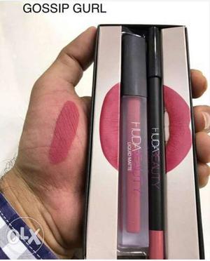 Pink Huda Liquid Lipstick With Box