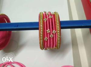 Pink Silk Thread Bangle Bracelets