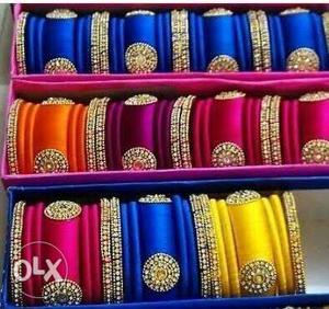 Thread bangles withearrings 10 colours different