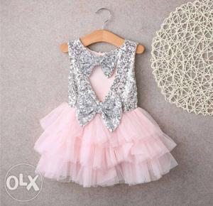 Toddler's Gray And Pink Tutu Dress
