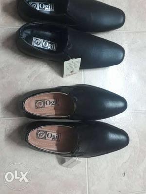 Two Black Ogil Leather Loafers