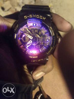 Used Round Black And Purple Casio G-Shock Watch