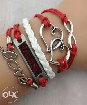 White And Red Leather Layer Bracelet