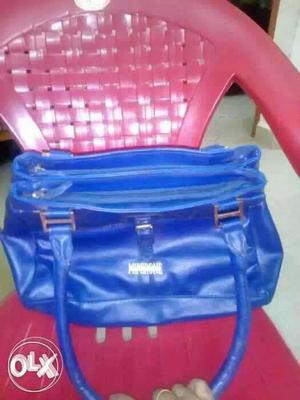 Women's Blue Leather Shoulder Bag