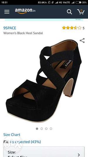 Women's Paired Black space Heeled Sandal