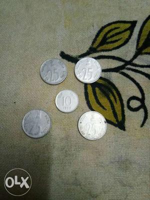 110 paisa and 4 25 paisa indian coins