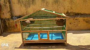 Beige And Green Pet Cage