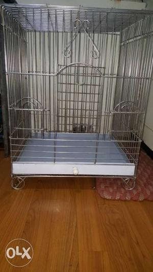 Small Stainless Steel And White Birdcage
