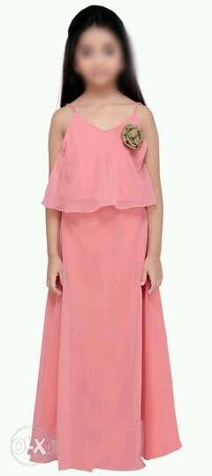 Kid's Pink Floral Sleeveless Scoop-neck Dress