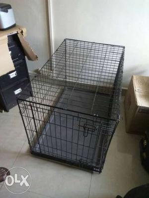 Large-sized Black Metal Folding Dog Crate