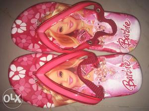 Pair Of Pink Barbie Flip-flops