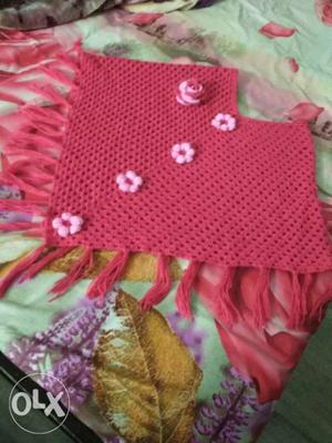 Pink And White Knitted Mat