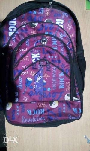 Pink, Black, And Purple Backpack