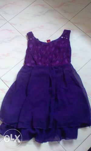Purple Colour Sleeveless Frock shoulder size 12 age 10 to 12