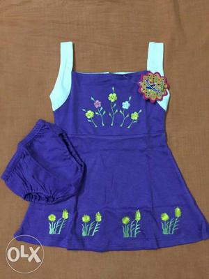 Toddler's Blue And White Floral Sleeveless Dress With