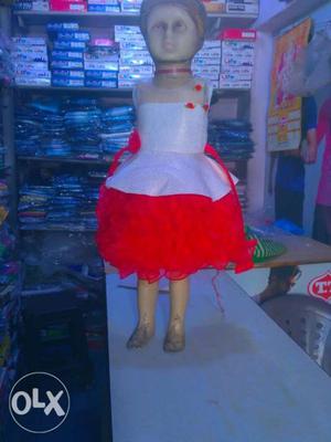 Toddler's White And Red Dress