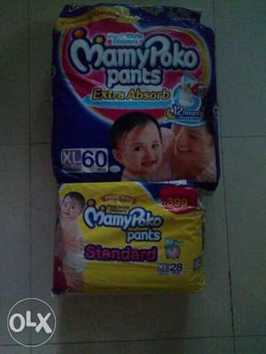 Two MamyPoko Pants Disposable Diaper Packs