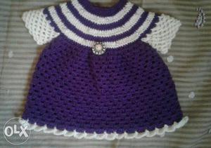 White And Purple Knitted Dress