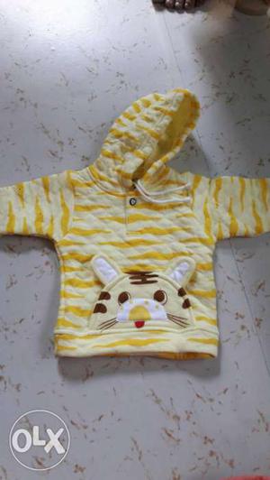 White And Yellow Pull-over Hoodie
