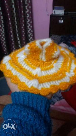Yellow And White Crochet Textile