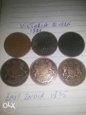 Antique all 18 century 6 coins each 100 rupees