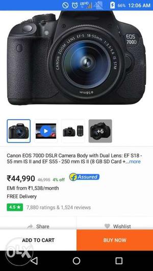 Black Canon EOS 700D.
