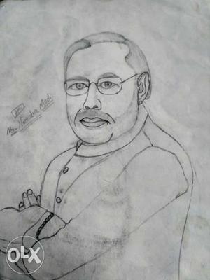 Pencil Illustration Of Man Portrait
