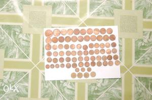 Round Copper-colored Coin Collection