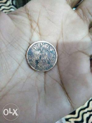 Round Silver-colored 1 Indiuan Pice Coin