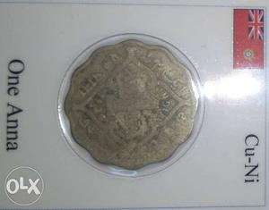 Scalloped Edge Silver-colored 1 Anna Indian Coin