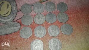 Silver-colored 20 Indian Paise Collection
