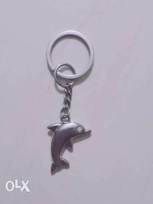Silver-colored Dolphin Keychain
