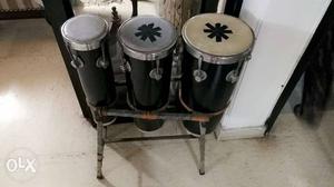 Three White-and-black Drums
