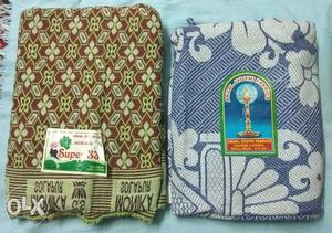 Two Brown And White-and-blue Solapur bedsheets new