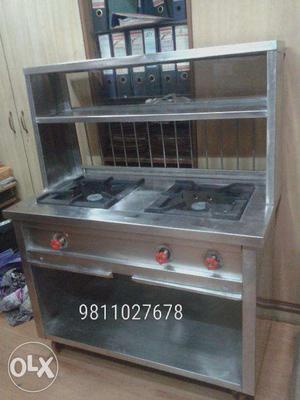 Unused stainless steel commercial chole bhature counter