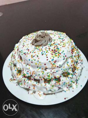 White Icing-covered Cake