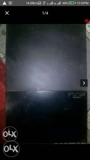 Black Sony PS2 with 2 Console