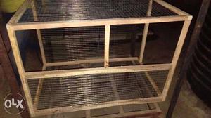 Brown Wooden Framed Gray Screen Cage
