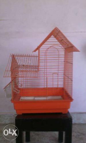 Small Orange Metal Birdcage