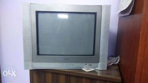 Aiwa Gray CRT TV With Remote, in working condition.