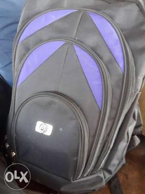 Black And Purple HP Travel Backpack