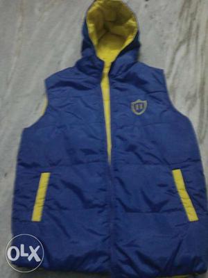 Blue And Yellow Zip-up Puffer Vest new one size xxl