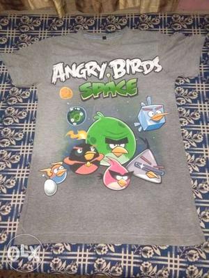 Gray Angry Birds Space Crew-neck Shirt