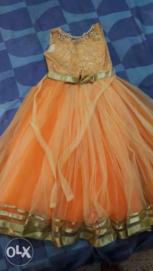 Kid 's peach Sleeveless Maxi Dress