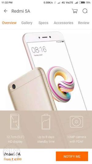 Redmi 5A 16 GB white New Seal Pack